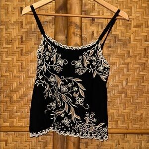 serendipity Maui black embroidered beaded sleeveless top
XS